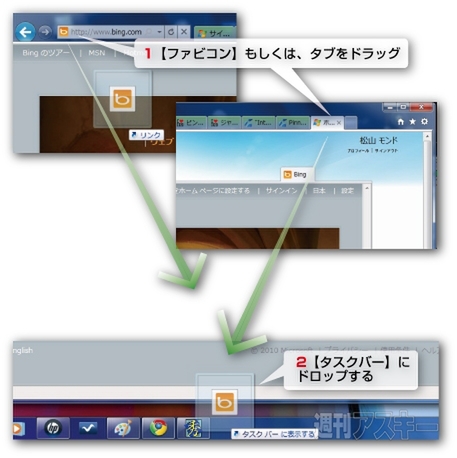 IE9ベータ版で遊ぼう：ワンボックスとピンサイト 