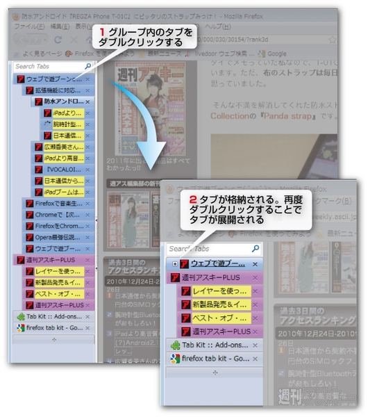 Firefox：ツリー形式のタブグループ化アドオンTab Kit