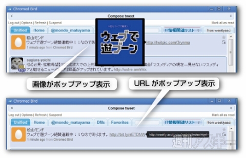 Chrome：Twitter系定番のエクステンションChromed Bird
