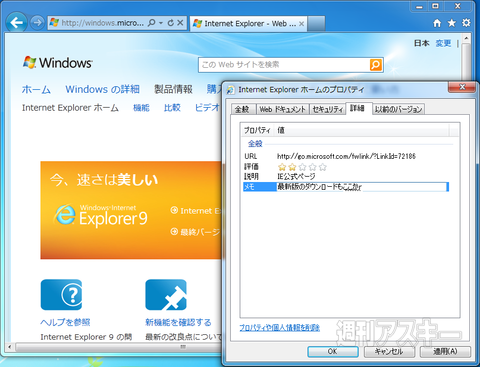 Win7+IE9にバグ1 詳細タブで書き込むと…