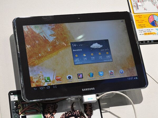 GALAXY Noteをアピールするサムスンブース