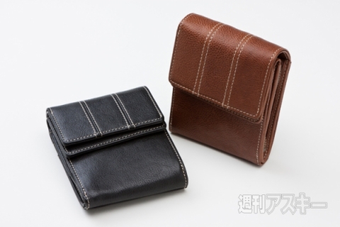 プルアップ加工キップレザー Wフラップスリットカードウォレット