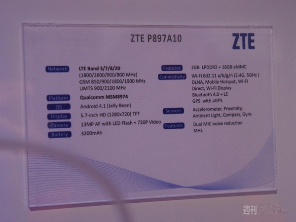 ZTE、最新のGrand Sや未発表の5.7インチスマホを展示：CES2013