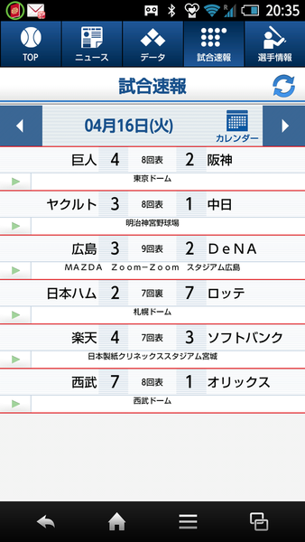スポニチプロ野球速報2013