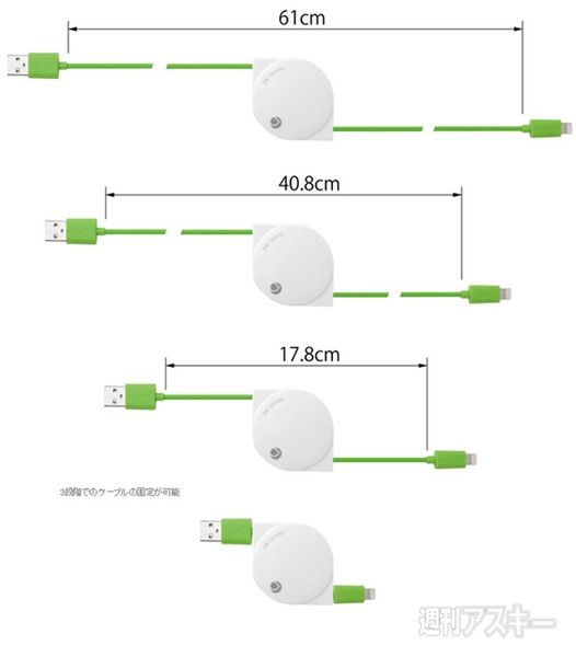 TRAVEL BIZ Lightningコネクタ対応 巻き取り式USBケーブル
