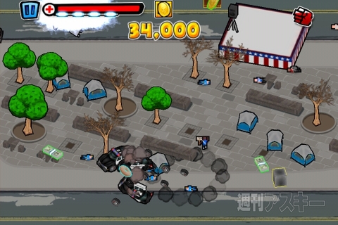 巨大ロボでウォール街に怒りの鉄拳を下すスマホゲーム、Attack of the Wall Street Titan