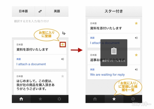 便利な「お気に入り」機能とコピー機能