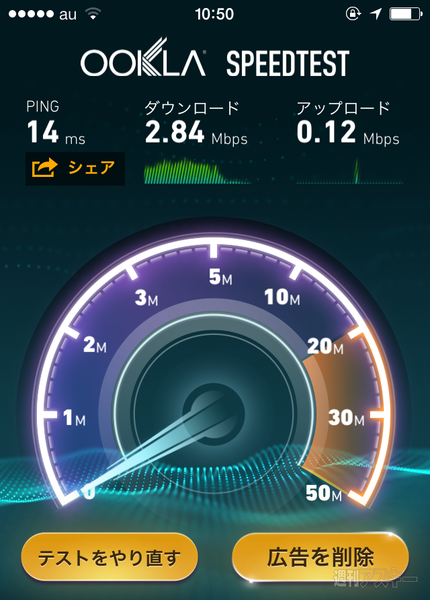 書斎での通信速度