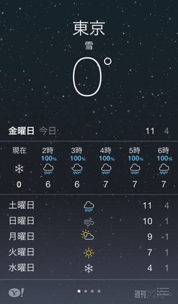 Iphoneの中で雪が降る Ios7標準の天気アプリ 使い方おさらい Mac 週刊アスキー