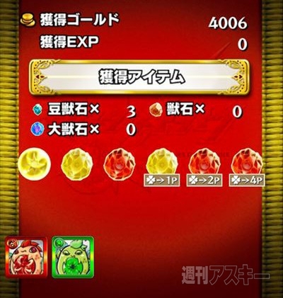 モンスト：曜日ダンジョンを50周して獣神玉出現率メガアップ３倍の確率を調べてみた