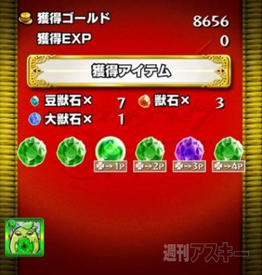 モンスト：曜日ダンジョンを50周して獣神玉出現率メガアップ３倍の確率を調べてみた