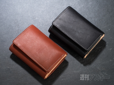 Maturi 栃木レザー×ボンテッドレザー 極小三つ折り財布