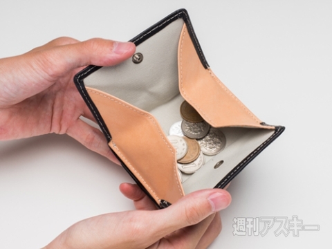 Maturi 栃木レザー×ボンテッドレザー 極小三つ折り財布