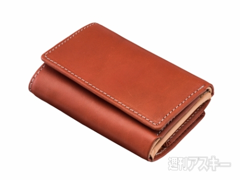 Maturi 栃木レザー×ボンテッドレザー 極小三つ折り財布