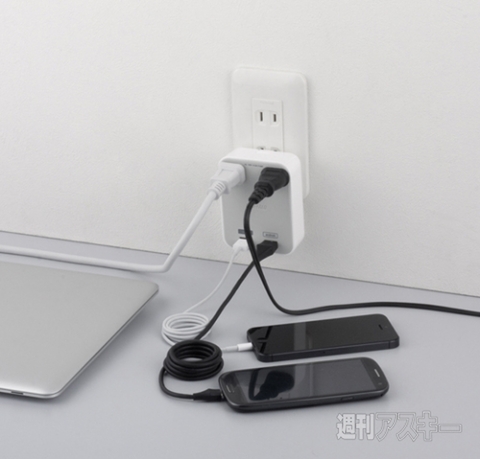 iBUFFALO コンセント2口付き USB充電器