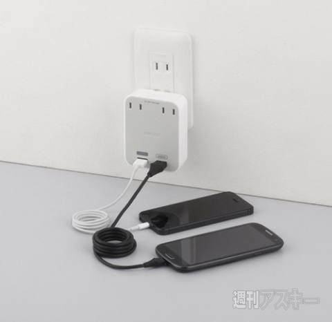 iBUFFALO コンセント2口付き USB充電器