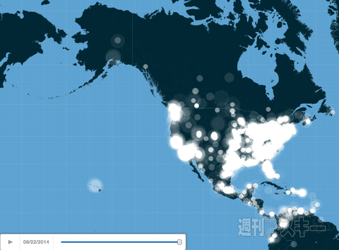 #IceBucketChallenge ヒートマップ