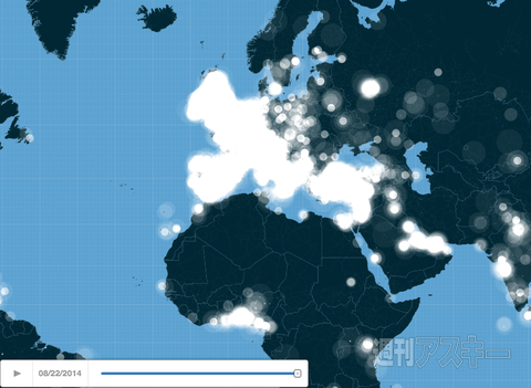 #IceBucketChallenge ヒートマップ