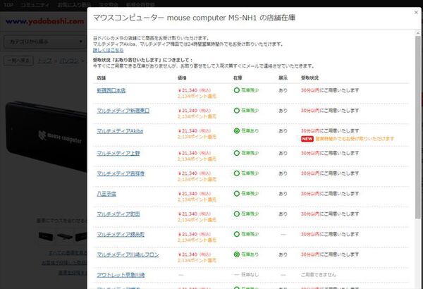 スティック型PC