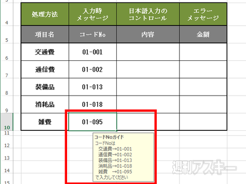 Excel 13 セルにどんな値を入力するか案内表示する親切な方法 週刊アスキー