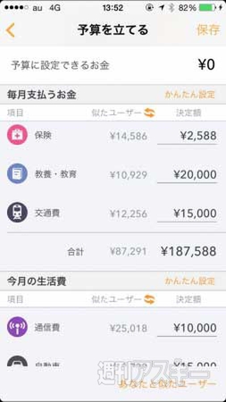 マネーフォワード 予算管理機能