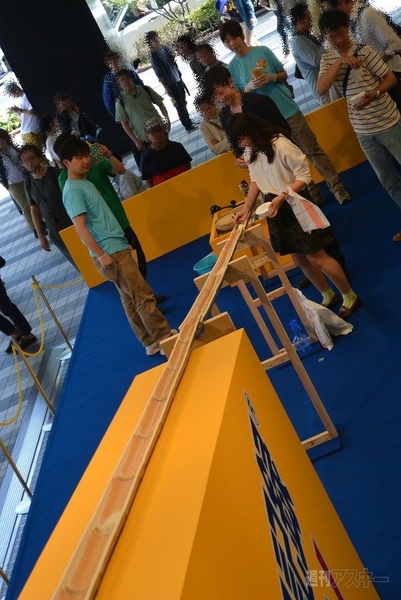 巨大流しそうめんでギネスチャレンジ