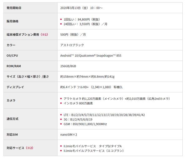 ASCII.jp：IIJmio、「AQUOS zero2 SH-M13」を3月13日より販売開始