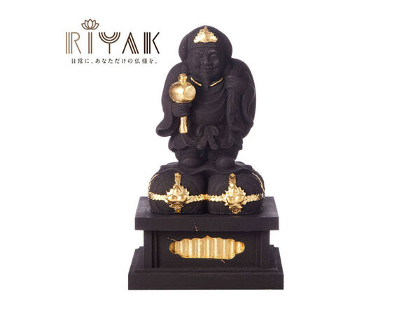 R606 木彫り 仏像 七福神 大黒天 立像 財神 彫刻 一刀彫 天然木檜材 2