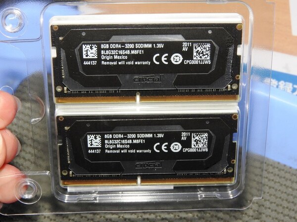 crucial BL2K8G32C16S4B DDR4-3200 8GB 2枚