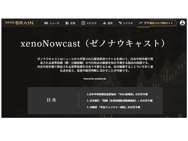 月次発表の業界統計値を日次で予測する独自の予測値「xenoNowcast」提供開始