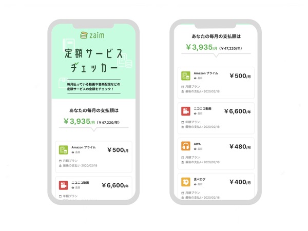 Zaim、定額サービスチェッカー機能を公開