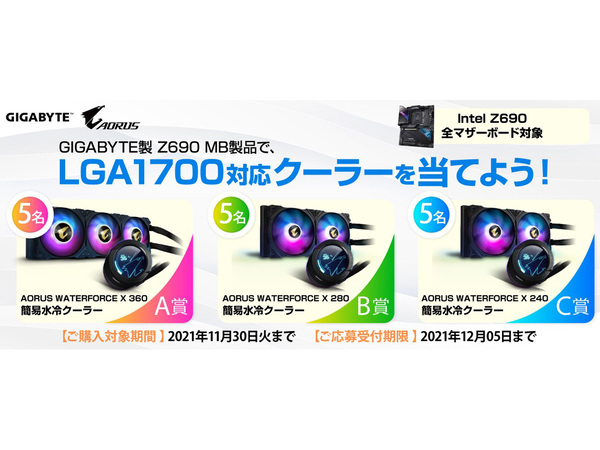 ASCII.jp：GIGABYTE、Z690マザーボード製品の購入で簡易水冷クーラーが