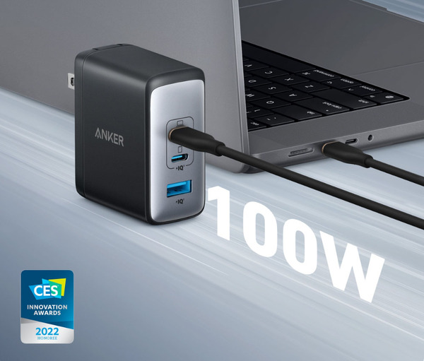 Ascii Jp Anker ノートpc2台 タブレットの充電も可能な最大100w Gan採用の小型acアダプター発売
