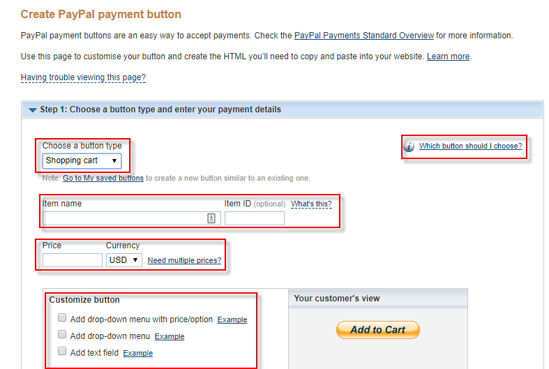 Create PayPal Button