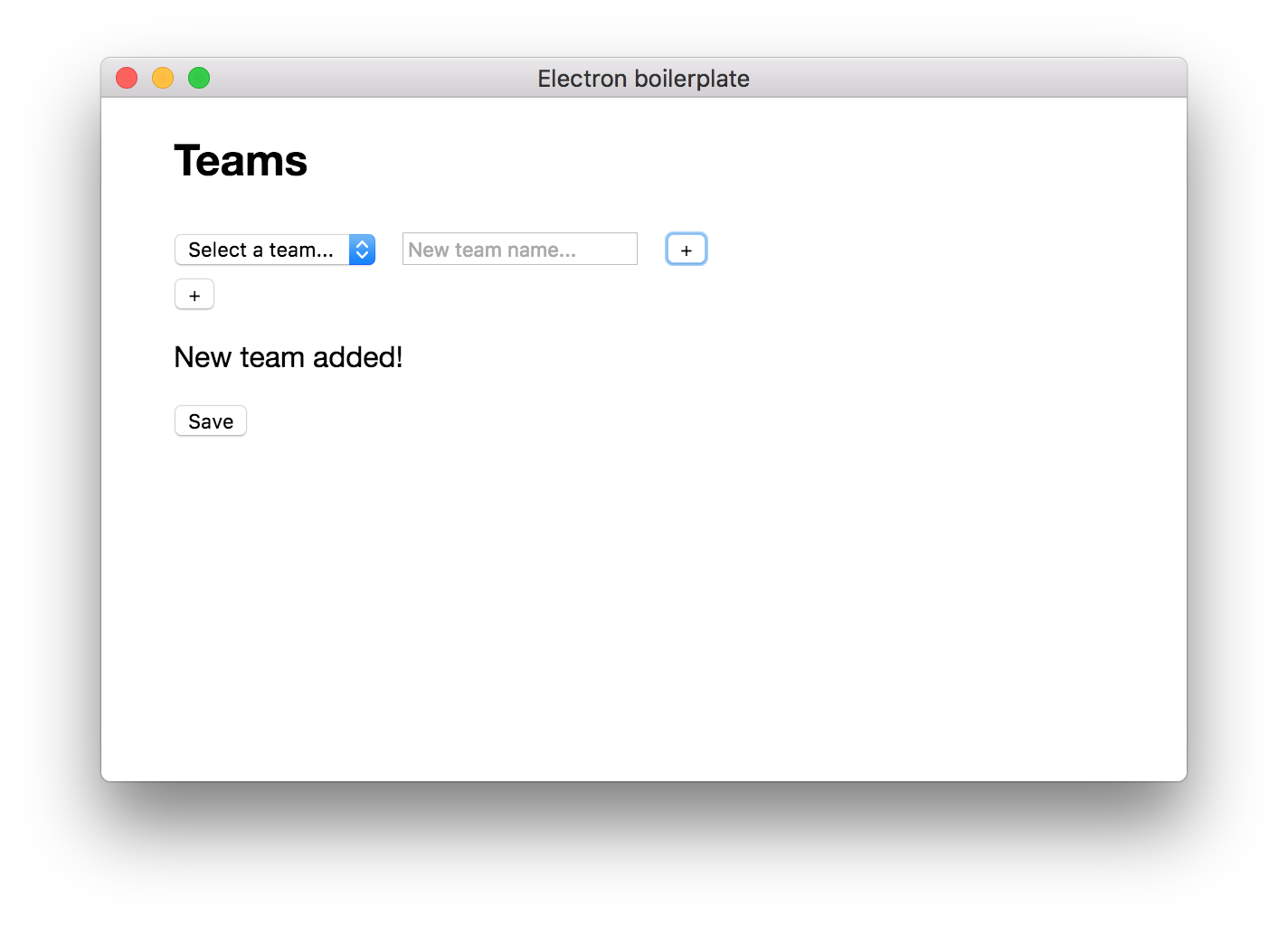 The 'New team added!' success message