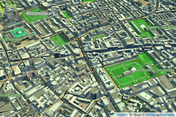 eeGeo.js 3D Map of London centered around Holborn Tube Station