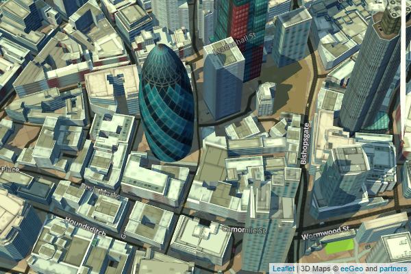 eeGeo.js 3D Map of the Gherkin, London