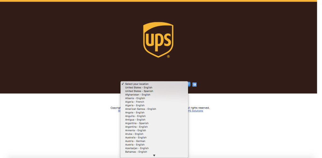 UPS splash page