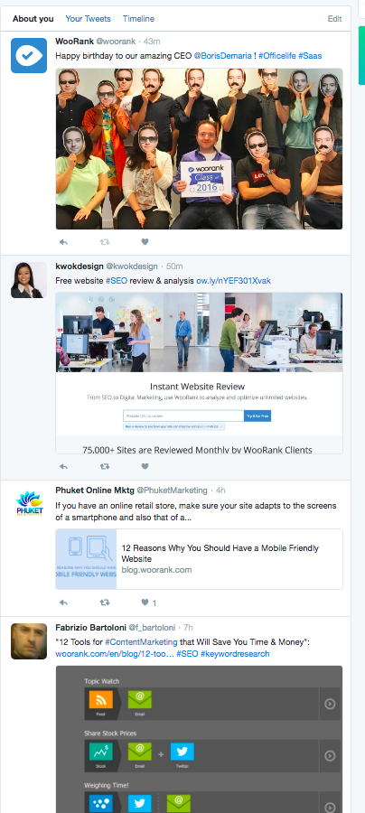 Twitter dashboard custom feed