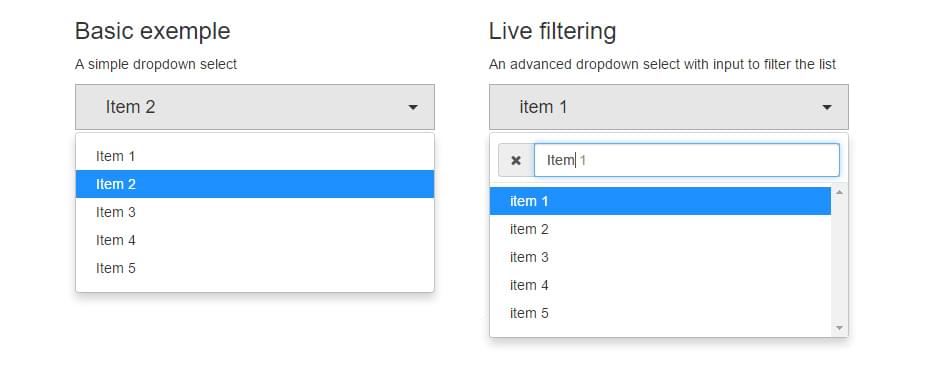 screenshot of dropdown boxes styled with the plugin