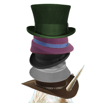 A piled stack of hats