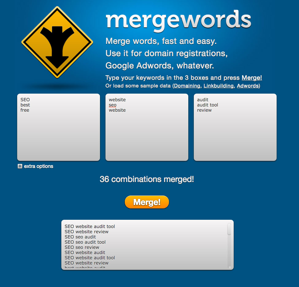 Mergewords example