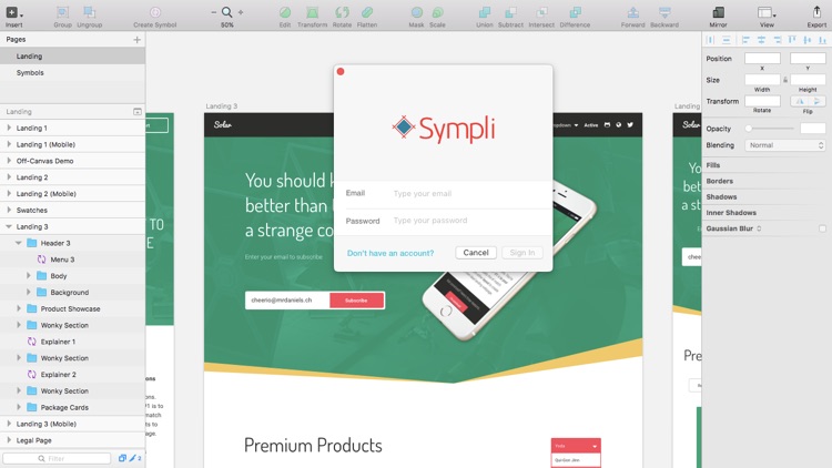 Logging-in to Sympli from Sketch