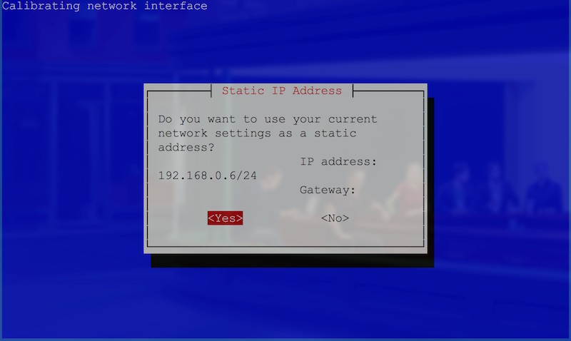 Confirmation of current IP address screen
