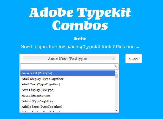 Adobe Typekit Combos website.