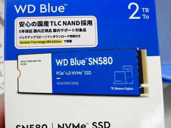 リード4150MB/sの「WD Blue SN580 NVMe SSD」が発売
