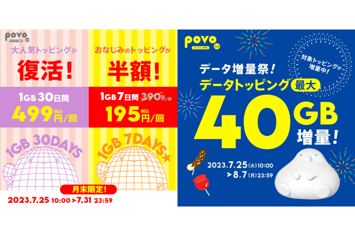 ASCII.jp：【格安スマホまとめ】povo2.0が月末セールで一部トッピング