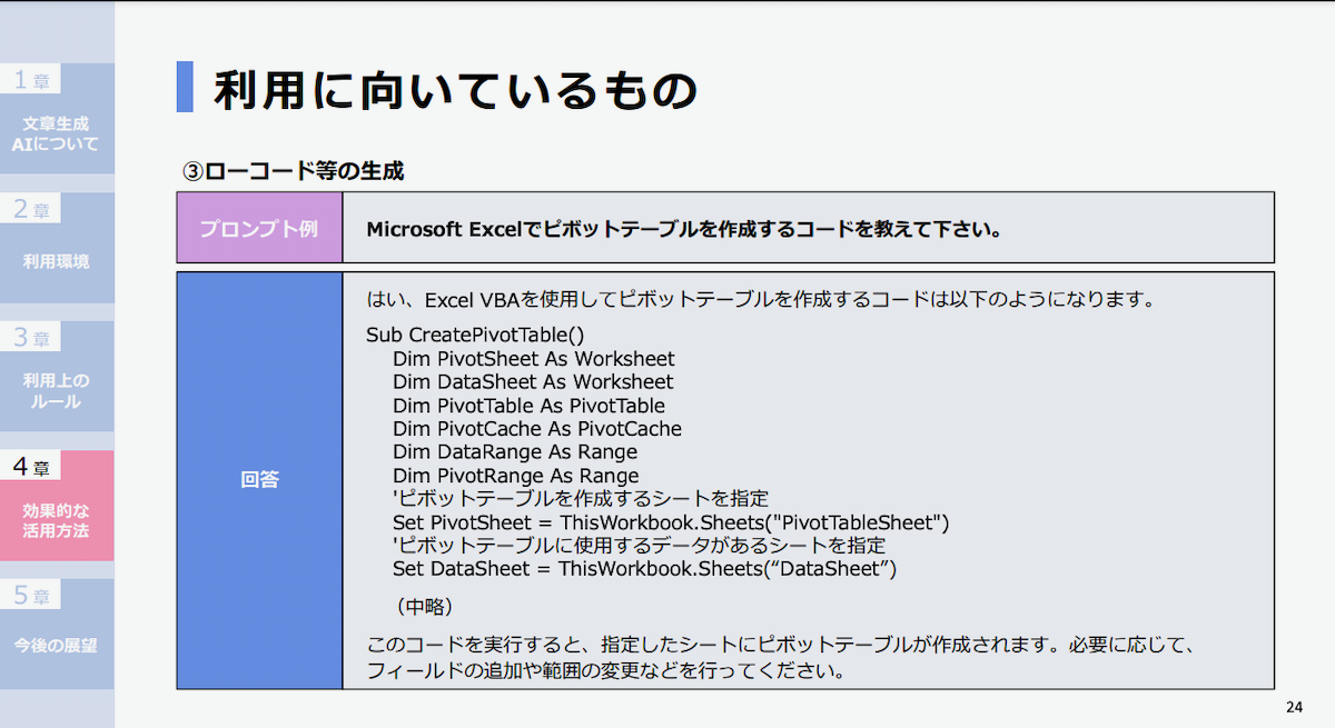 プロンプトの入力例（出典：文章生成AI利活用ガイドライン Version 1.0）