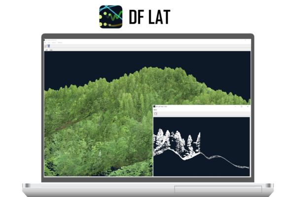 レーザードローンで得た点群データを解析し、森林情報を提供するソフトウェア「DF LAT」