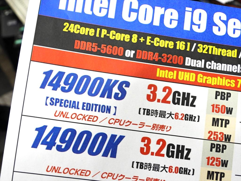 第14世代CPU最上位の6.2GHz！「Core i9-14900KS」の販売がスタート